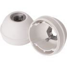 Capa branca para suporte E27 de 3-peças c/porca metálica M10 e paraf. anti-rotação, resina termopl.