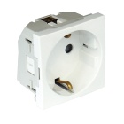 Safety Earth Socket (Schuko type) QUADRA45 Horizontal Apertures (2 Modules) 16A 250Vac, matte white