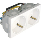 Block of Two Safety Earth Sockets (Schuko Type) QUADRA45 (4 Modules) 16A 250Vac in white