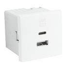 Carregador duplo USB QUADRA45 Tipo A +Tipo C, branco mate