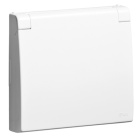 Cover plate for schuko socket with safety and hinged lid (IP44), in white