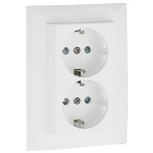 Monoblock Double Safety Earth Socket (Schuko Type) LOGUS90 16A 250Vac in white