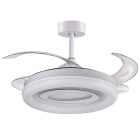 Ventilador DC TEBE blanco, 4 aspas retráctiles, 130W LED 3000|4000|6000K, Al.35xD.108/50cm