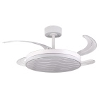 Ceiling fan DC LUXOR white, 4 retractable blades, 72W LED 3000|4000|6000K, H.30/40xD.108/50cm