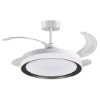 Ventilador DC KIGALI blanco/negro, 4 aspas retráctiles, 72W LED 3000|4000|6000K, Al.35xD.108/50cm