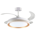 Ventoinha de tecto KIGALI branca/dourada 4palas retráteis, 72W LED 3000|4000|6000K Alt.35xD.108/50cm