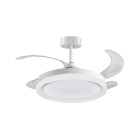 Ceiling fan DC KIGALI MINI white/white, 4 retractable blades, 48W LED 3000|4000|6000K H.35xD.91/40cm