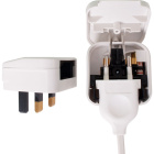 White plug adapter European to UK, 3A fuse, in polypropylene (PP)