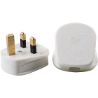 Rewirable english plug (UK) type G white with 3A fuse 2P+T, 250Vac, in thermoplastic resin