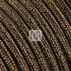 Flexible round fabric covered electrical cable H03VV-F 2x0,75 D.6.2mm lamé brown TO456