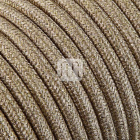 Flexible round fabric covered electrical cable H03VV-F 2x0,75 D.6.2mm lamé gold TO458