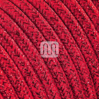 Flexible round fabric covered electrical cable H03VV-F 3x0,75 D.6.4mm lamé red TO462