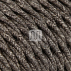 Twisted fabric covered electrical cable H05V2-K FRRTX 2x0,75 D.6.3mm canvas brown TR404