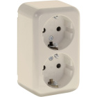 Monoblock Double Safety Earth Socket ANCIENT in ivory