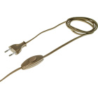 Cord-set with 2, 0m gold cable 2x0, 75mm², gold EU 2P non-rewirable plug and hand switch