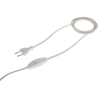 Cord-set with 1,5m white cable 2x0,75mm², white EU 2P non-rewirable plug and hand switch