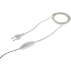 Cord-set with 2,4m white cable 2x0,75mm², white EU 2P non-rewirable plug and hand switch