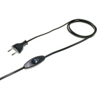Cord-set with 2, 0m black cable 2x0, 75mm², black EU 2P non-rewirable plug and hand switch