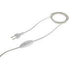 Conexión 3,0m con cable 2x0,75mm² blanco, clavija EU 2P blanca e interruptor de mano