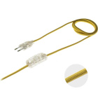 Cord-set with 2,0m yellow cable 2x0,75mm², transparent EU 2P non-rewirable plug and hand switch