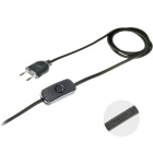 Cord-set with 2,0m black cable 2x0,75mm², black EU 2P non-rewirable plug and hand switch