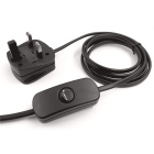 Conexión 2,4m con cable 2x0,75mm² negro, clavija inglesa (UK) negra e interruptor de mano