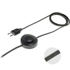 Cord-set with 3,0m black cable 2x0,75mm², black EU 2P non-rewirable plug and footer switch