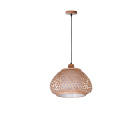 Pendant light JAVA D.30cm 1xE27 in wood and straw