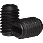 M7x1 grub screw with flat slot for cord grip and ceiling-roses, black thermoplastic resin, H.10mm