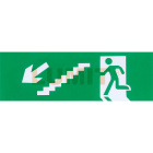 Self-adhesive sign with safety pictogram stairs arrow/ down/ left 65*200mm