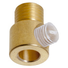 Cerra-cabos com rosca macho M10x1 de 7mm e parafuso transparente, em latão dourado
