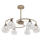 Candeeiro de tecto TULIPA GLASS 6xE14 Alt.Reg.xD.62cm oxidado