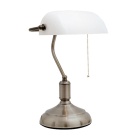 Candeeiro de mesa BANCARIO 1xE27 C.27xL.19xAlt.39cm níquel/branco