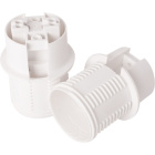 White E14 2-pieces lampholder with half threaded outer shell, in thermoplastic resin