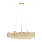 Candeeiro de tecto NARVIK 10xG9 C.80xL.30,5xAlt.Reg. com cristais transparentes e chapa dourada