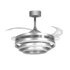 Ventoinha de tecto SFERA prata, 4 palas retráteis, 72W LED 3000|4000|6000K, Alt.45xD.108/50cm