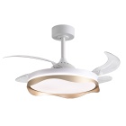 Ventilador DC OLAS blanco/oro, 4 aspas retráctiles, 72W LED 3000|4000|6000K, Al.35xD.108/50cm