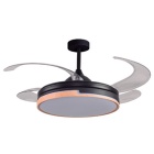 Ventoinha de tecto ROBIN ECO faia, 4 palas retráteis, 72W LED 3000|3500|6000K, Alt.30/40xD.107/50cm