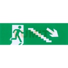 Adhesivo de salida de emergencia escalera derecha de bajada. Medida 6,5X20 centímetros.
