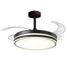 Ventoinha de tecto RODAS preta, 4 palas retráteis, 72W LED 3000|4000|6000K, Alt.30/40xD.108/50cm