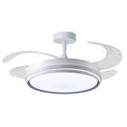 Ventoinha de tecto KIOTO prata, 4 palas retráteis, 72W LED 3000|4000|6000K, Alt.30/35xD.108/50cm