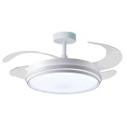 Ventoinha de tecto KIOTO branca, 4 palas retráteis, 72W LED 3000|4000|6000K, Alt.30/35xD.108/50cm