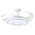 Ventoinha de tecto ALICE branca, 4 palas retráteis, 72W LED 3000|4000|6000K, Alt.30/35xD.108/50cm
