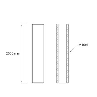 Threaded tube L.200cm M10x1, in galvanized iron