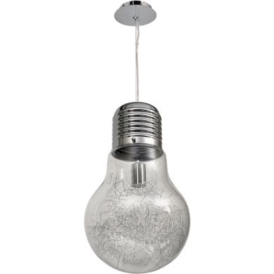 Suspensão LUZ 1xE27 Alt.Reg.xD.29cm transparente/cromado