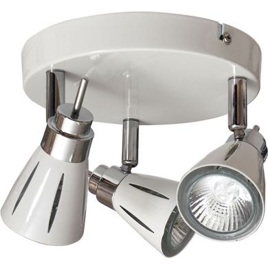 Plafond TABERNAS 3xGU10 Alt.12xD.24cm Branco/Cromado