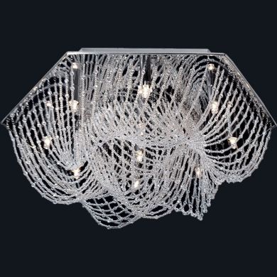 Plafond CAMILA 10xG9 Alt.30xD.60cm Cristais e chapa níquelada cromado