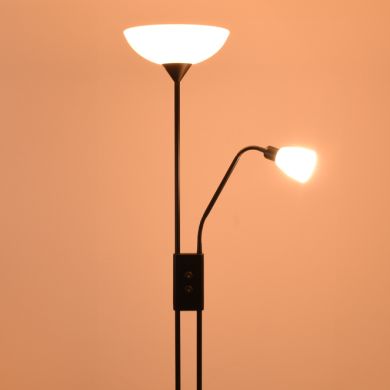 Floor Lamp MILANO with reading arm 1xE27 + 1xE14 H.178xD.30cm black