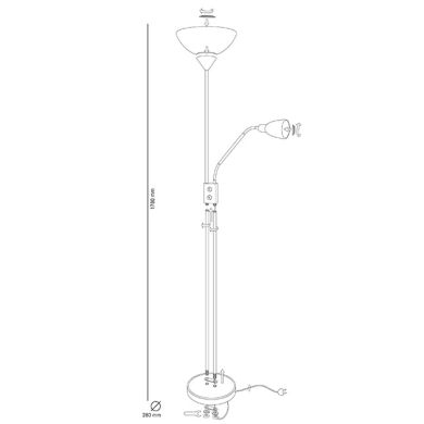Floor Lamp MILANO with reading arm 1xE27 + 1xE14 H.178xD.30cm antique brass