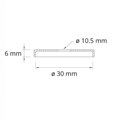 Encaixe pequeno para coluna Alt.0,6xD.3cm furo central d.10,5mm, em latão cromado (CCT3*B CRO)